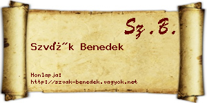 Szvák Benedek névjegykártya