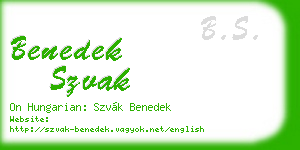 benedek szvak business card